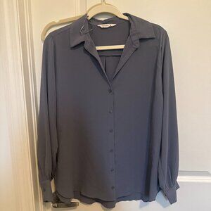 Terranova Slate Blue Button-Down Blouse, Size S